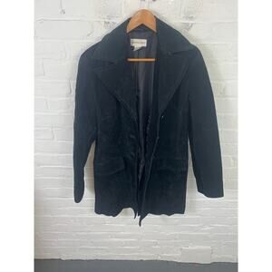 Vintage Newport News Women's Genuine Leather Jacket Long Sleeve Black Size 12